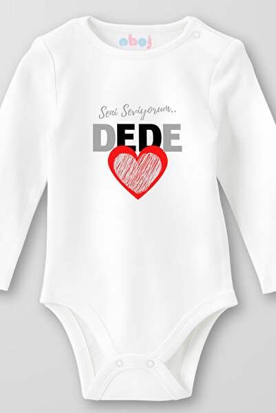 Ahoj 100% Organic Cotton I Love You Grandpa Baby Bodysuit Long Sleeve