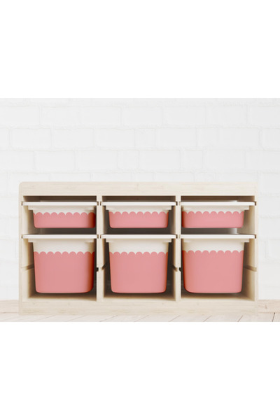 Chickiddies Trofast Pembe Dalgalı Sticker - Çocuk Odası Oyuncak Düzenleme Eti...