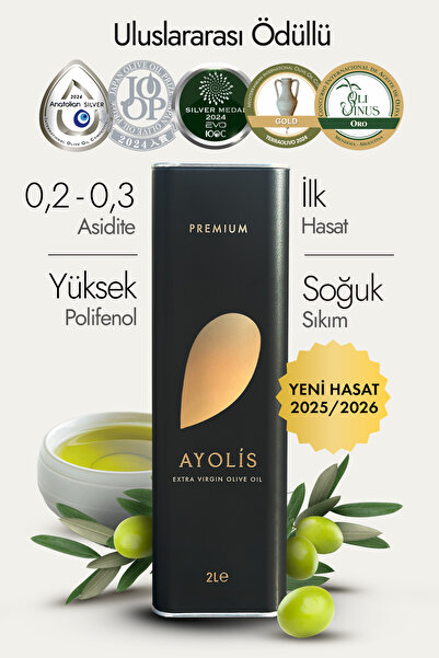 Ayolis Premium Gurme Domat Zeytinyağı 2 Lt Yüksek Polifenollü Erken Hasat Soğuk Sıkım Natürel Sızma