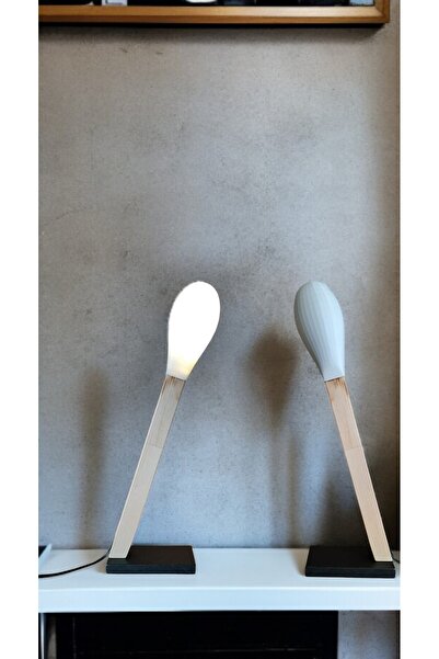 EYA STUDİO Dev Kibrit Figürü 1 adet - Ahşap Masa Lambası - Kablolu Tak Çalışt...