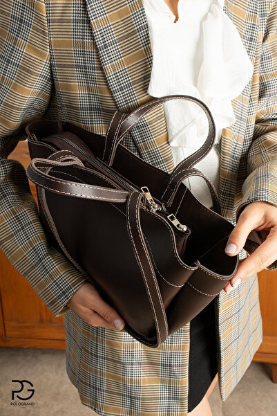 POLOGRAND London Original New Season Double Strap Luxury Soft Leather Makeup Bag with Puppy Model Handbag Shoulder Bag