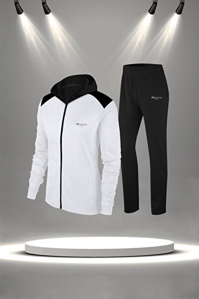 POSEIDON STORM Γυναικείο Σετ Φούτερ Μεγάλου Μεγέθους Λευκό Νέο Supra Combed C...