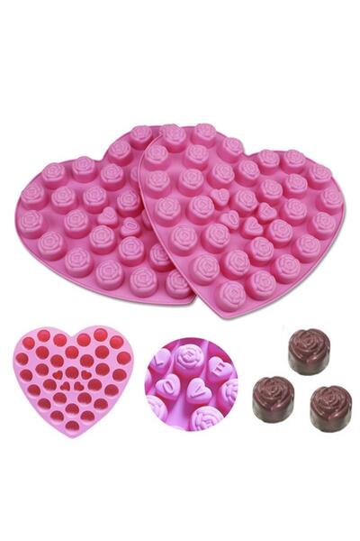 enc SİLİKON 30 ADETLİ GÜL+LOVE YAZILI KALIP