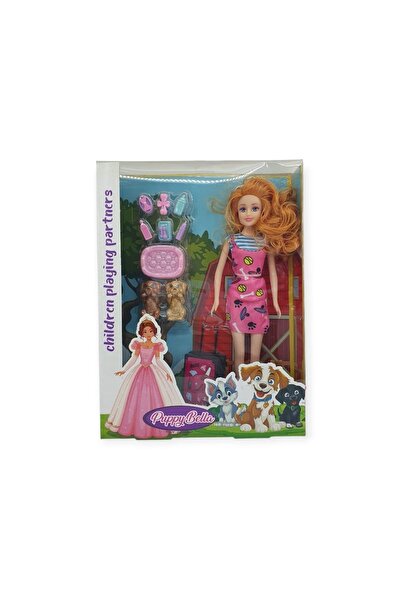 APEX TREND Puppy Bella 30 cm Baby and Dog Care Set - Pink Dress (Lisinya)