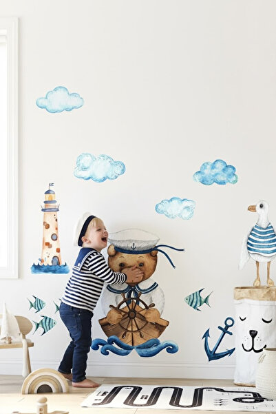 Kt Grup مجموعة ملصقات حائط لطيفة على شكل دب تحت الماء للبحارة