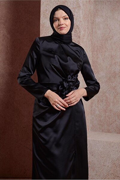 Alvina ÇİÇEK DETAYLI SATEN ELBİSE 44579