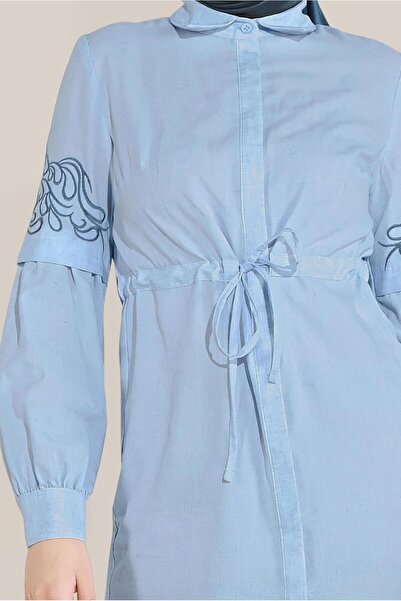 Alvina Elastic Tunic with Embroidered Waist Sleeves 40616