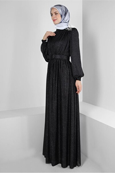Alvina SİMLİ KEMERLİ TÜL DETAYLI ABİYE ELBİSE 50309