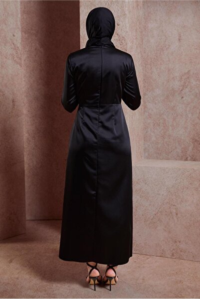 Alvina ÇİÇEK DETAYLI SATEN ELBİSE 44579