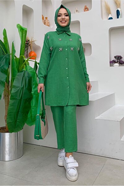 TRENDTESETTÜR ΓΥΝΑΙΚΕΙΟ ΣΕΤ ΠΑΝΤΕΛΟΝΙ ΜΕ ΚΟΥΜΠΙΑ ΜΕ ΛΕΠΤΟΜΕΡΕΙΕΣ ΑΠΟ ΠΕΤΡΑ (ΣΜΑΡΑΓΔΟΣ) ΠΡΑΣΙΝΟ T 4048