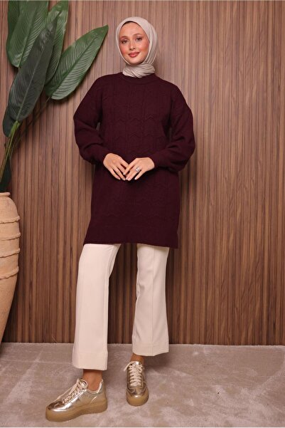 TRENDTESETTÜR Women's Burgundy Knit Tunic t 1107