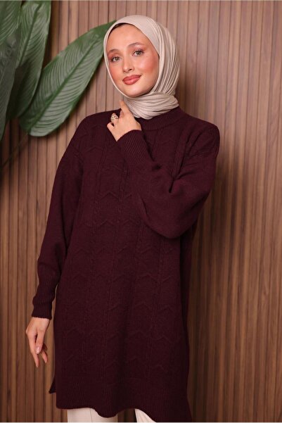 TRENDTESETTÜR Women's Burgundy Knit Tunic t 1107