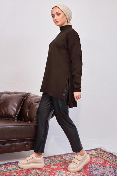 TRENDTESETTÜR WOMEN'S COFFEE KNITWEAR TUNIC T 4808