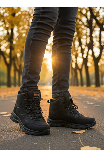 Dakırs 117 günlük siyah kışlık su soğuğa dayanıklı rahatyünlü fermuarl spor bot