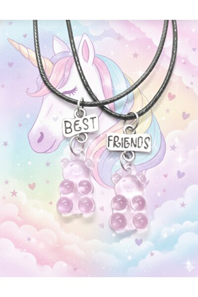 TUNA TAKI & AKSESUAR Jelibon Ayıcıklar Arkadaşlık Bff Best Friends Kolyesi Model 17. Çocuk Genç Kolye.