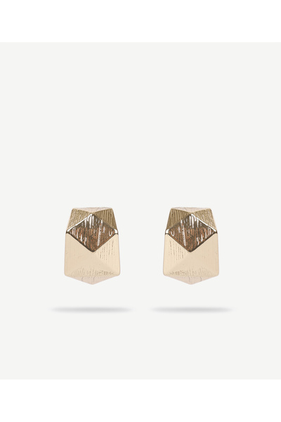 Yargıcı Geometrik Formlu Gold Küpe