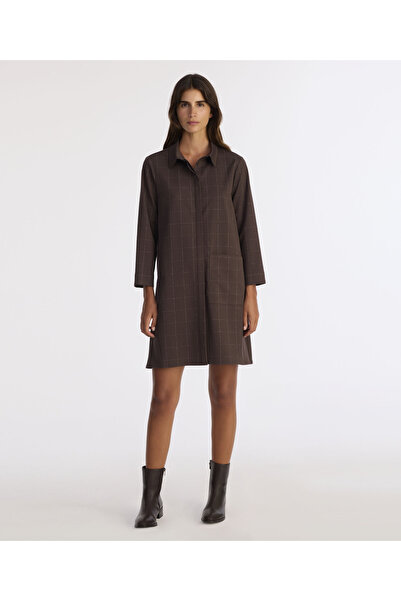 Yargıcı A Form Gömlek Yaka Uzun Kol Elbise