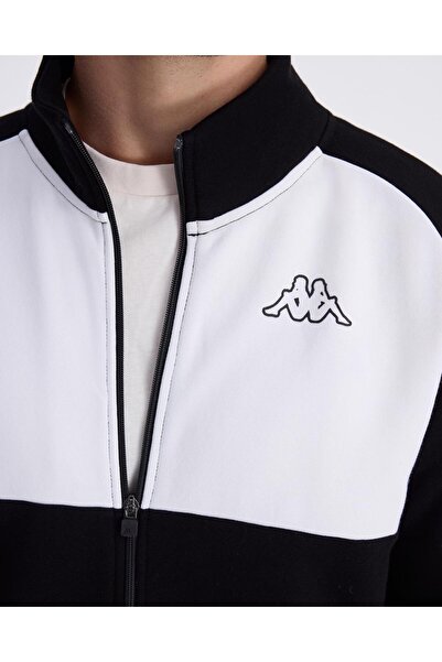 Kappa Ανδρικό μπλουζάκι με φερμουάρ Fadese, μαύρο και λευκό, κανονική εφαρμογή