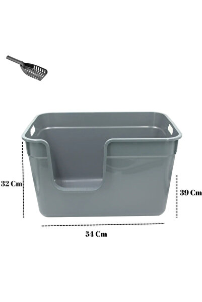 SENNEDİLERSEN Alfa Tanos Dekoratif Büyük Yarı Kapalı Kedi Tuvaleti (Kürek Hed...