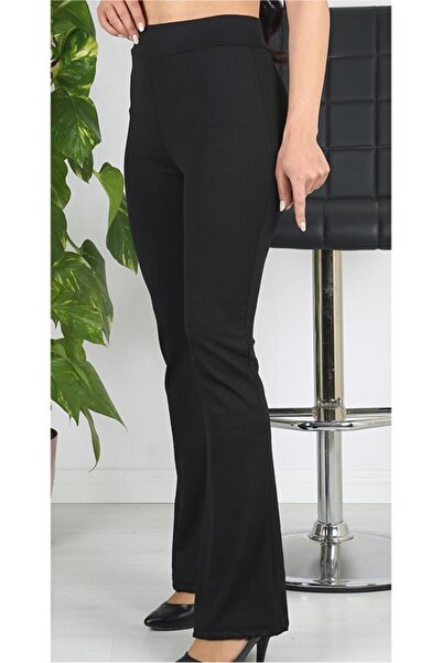 MissKATRE Γυναικείο Μαύρο Κοτλέ Ισπανικό Παντελόνι Καλσόν