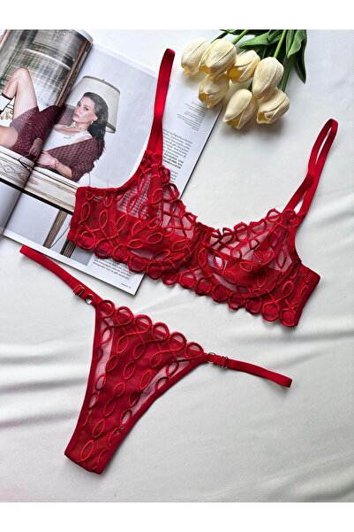 BLUE AVCI LINGERIE طقم ملابس داخلية نسائية شفافة منقوشة من MEAN GIRL LINLERIE