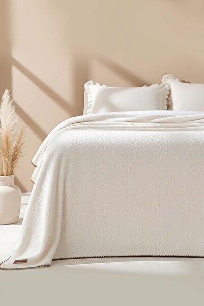 Rivaİstanbul Cream Valencia Sherpa Double Plush Blanket