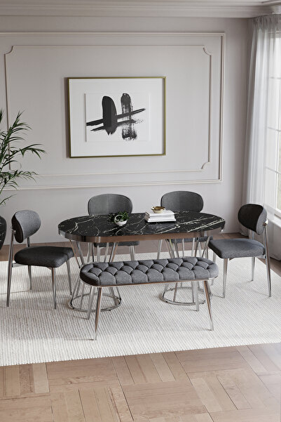 BY ORHAN GÜZEL Mutfak Masası Takımı,salon Masa Takımı ,6 Kişilik Venüs Gold Salon Masa Takımı X Ayak