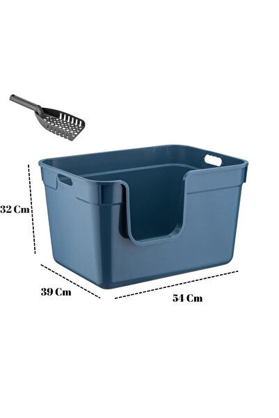 SENNEDİLERSEN Alfa Tanos Dekoratif Büyük Yarı Kapalı Kedi Tuvaleti (Kürek Hed...