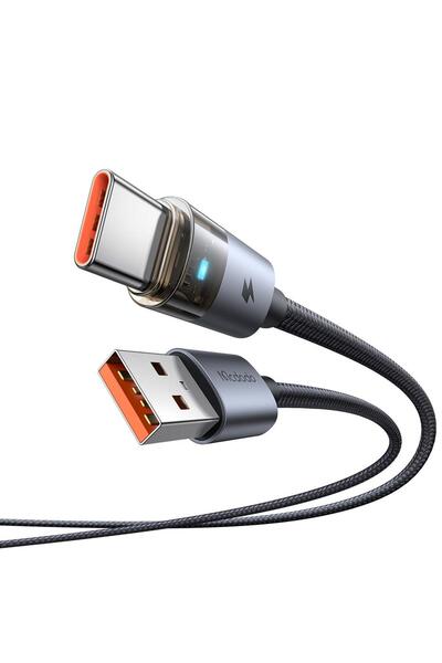 Mcdodo CA-6890 6A Usb to Type-C Şarj Data Kablosu 1,2m Işıklı Gri