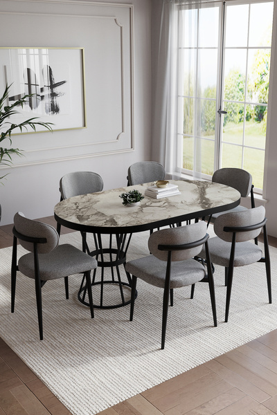 BY ORHAN GÜZEL Mutfak Masa Takımı 6 kişilik Mutfak Masa Sandalye Takımı