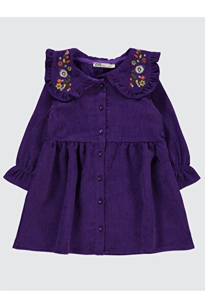 Civil Girls Yaka Nakışlı 2-5 Yaş Elbise - Lila 5-6 Yaş