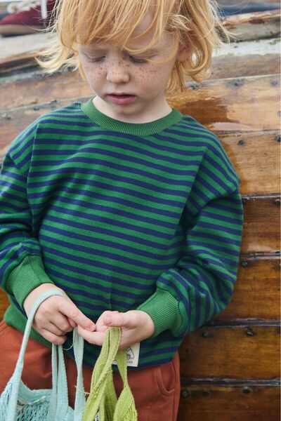 Cigit سترة تريكو مخططة للأعمار من 0 إلى 4 سنوات باللون الكاكي والأزرق الداكن