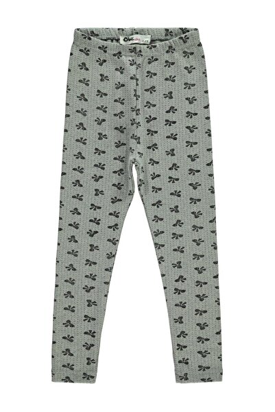 Civil Girls Bow Patterned Leggings for Ages 10-13 - Gray 13-14 Years Old