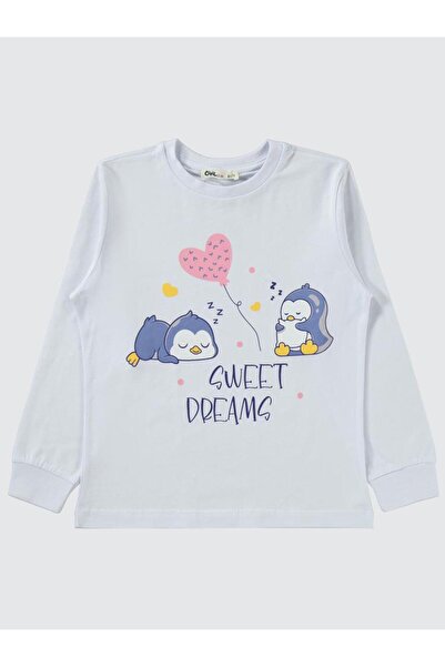Civil Girls Penguin Printed 6-9 Years Old Pajama Set - White9-10 Years Old