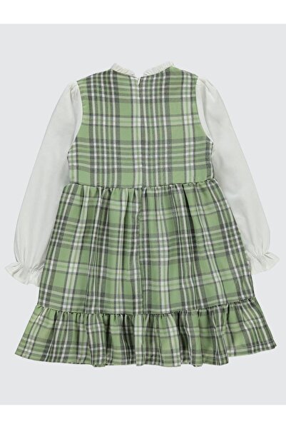 Civil Girls 6-9 Years Old Dress with Ruffled Collar - Green8-9 Years Old