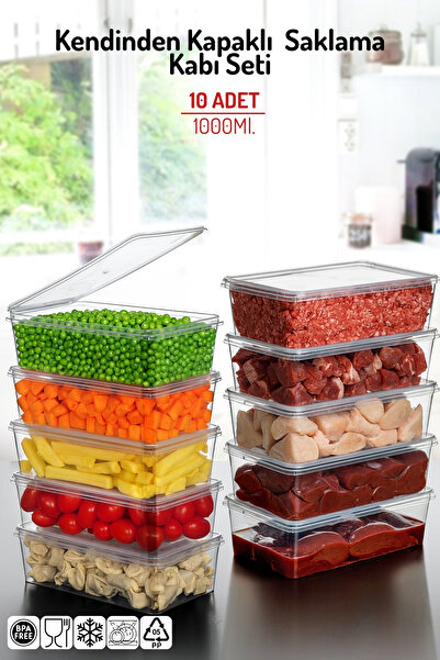 Nandy Home Δοχείο αποθήκευσης με χωρητικότητα 1 Lt - Κατάλληλο για 10 βαθιές καταψύκτες με αυτοκαλυμμένα καπάκια