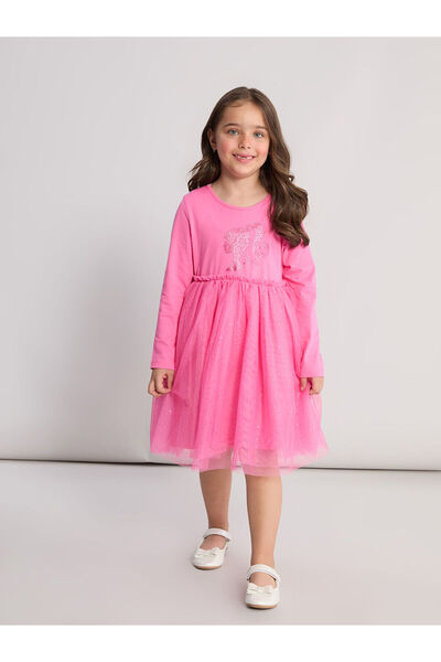 LC Waikiki LCW Kids Pembe Barbie Baskılı Kız Çocuk Tütü Elbise