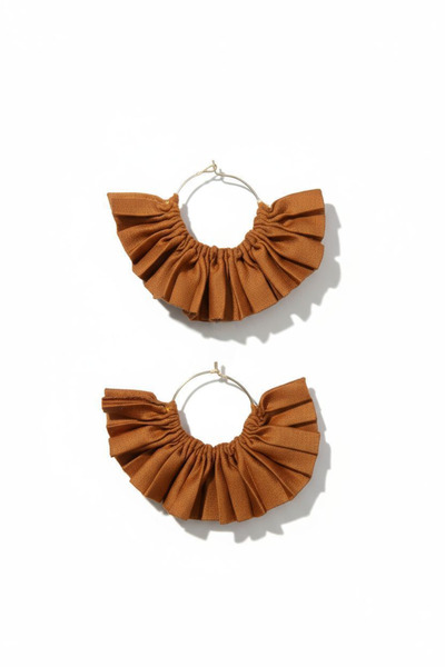 maia Women's Gold Color Hoop Earrings – Tan Color Fabric Design