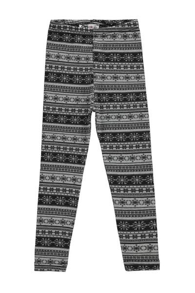 Civil Girls Snowflake Patterned Leggings for Ages 6-9 - Gray 8-9 Years