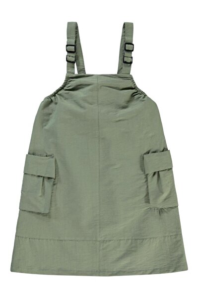 Civil Girls 6-9 Years Old Dress with Suspender Bell Pockets - Khaki 8-9 Years Old