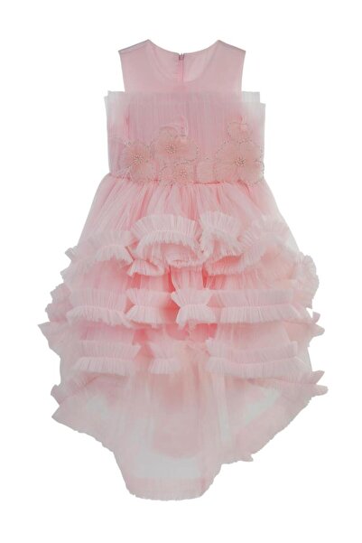 Civil Girls Floral Evening Dress with Tail for Ages 6-9 - Pink 9-10 Years Old