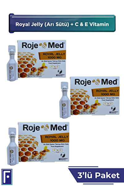 ROJEMED Royal Jelly 1000 Mg – Arı Sütü Fresh Vitamin C & E – 10 Shot 3'lü Avantaj Paketi