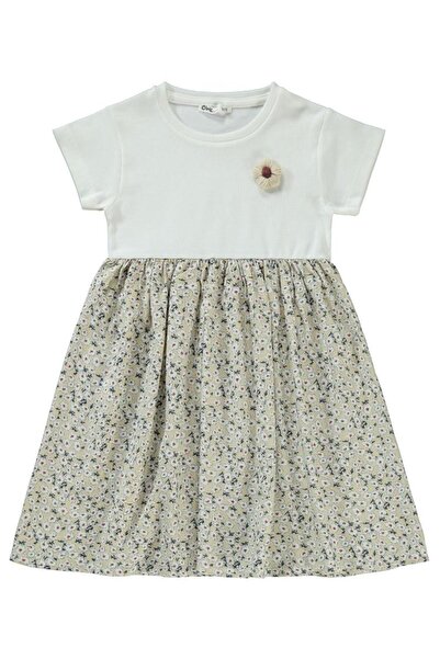 Civil Girls Rochie cu imprimeu floral pentru copii 6-9 ani - Bej 8-9 ani