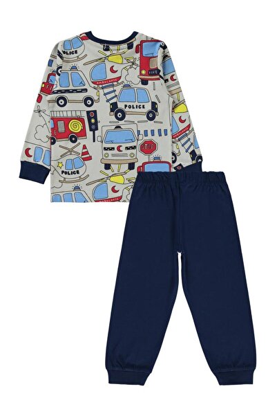 Civil Boys Vehicles Printed 2-5 Years Old Pajama Set - Navy Blue 5-6 Years Old