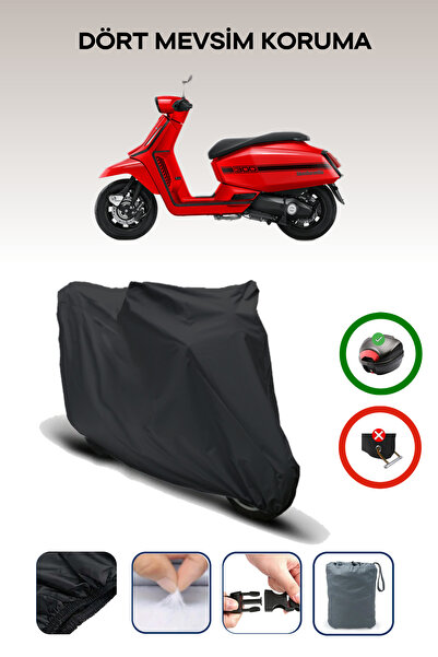Breen Black Lambretta X300 Topcase Compatible Motorcycle Tarpaulin Waterproof...