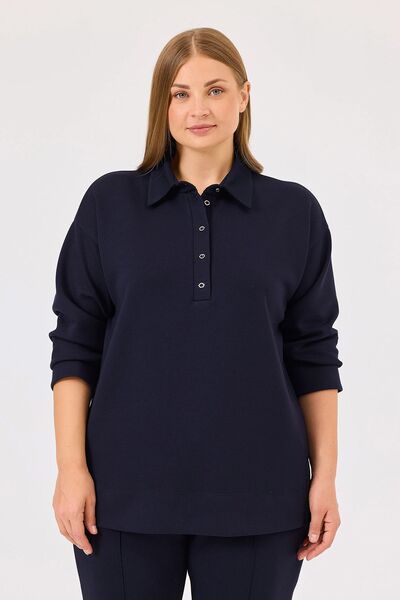 Gala-Xi Women's Plus Size Polo Neck Sweatshirt 10002422314002