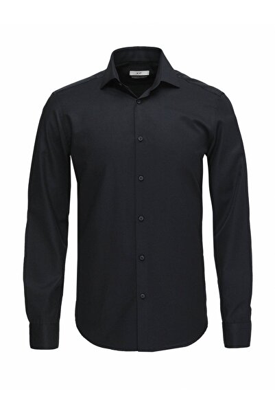 Kip Κλασικό μακρυμάνικο μαύρο ανδρικό πουκάμισο Gm-4914