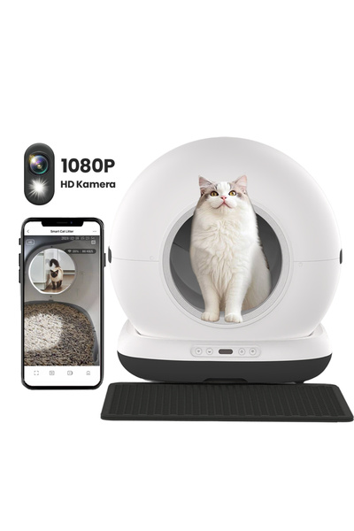 Haustier Akıllı Otomatik Kedi Tuvaleti Akıllı Mama Kabı 2 li KAMERALI Set CB002S-QQ005S TR Garantili