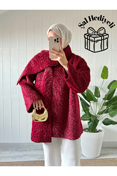 Mira İpek Fur Coat with Scarf Women's Fur Coat with Scarf and Shawl Gift