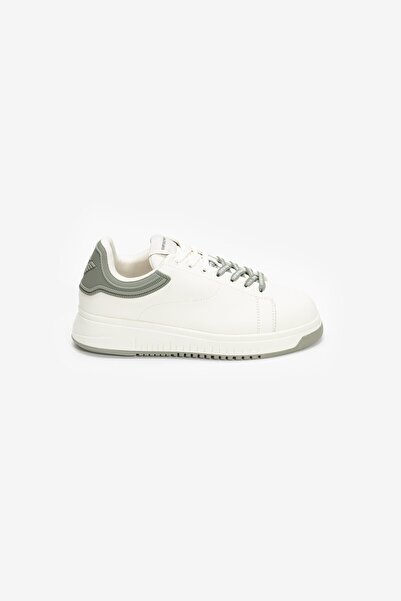 Emporio Armani Men's White-Blue Sneakers - 100% Leather, Brand Logo, X4X264 X...